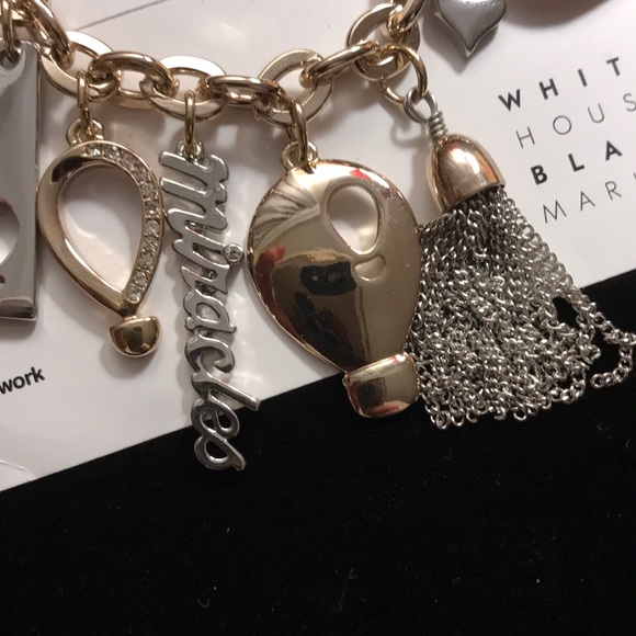 NWT WHBM Miracles Charm bracelet hearts“miracle” crystals gold tone silver tone - Picture 5 of 7